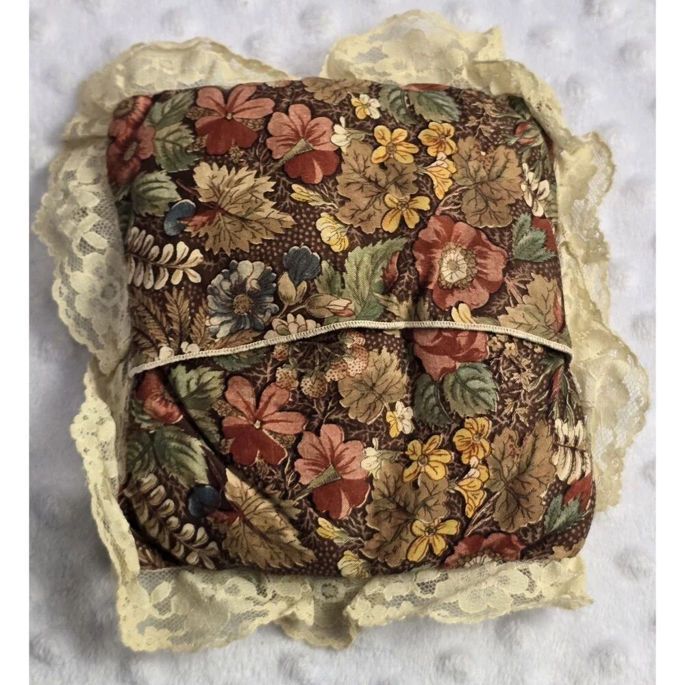 Vintage French Country Floral Lace Trim Pillow Cottage Tooth Fairy Handmade Open